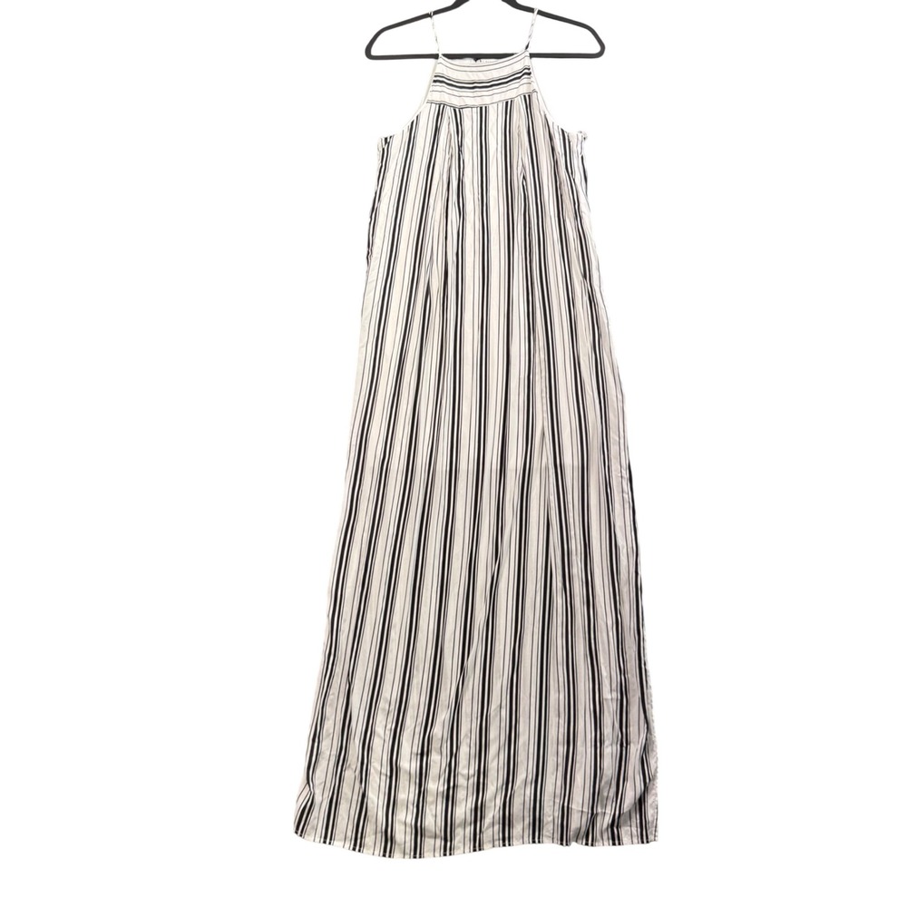Y2K Striped Maxi Dress Black White Halter Minimalist Resort Chic M